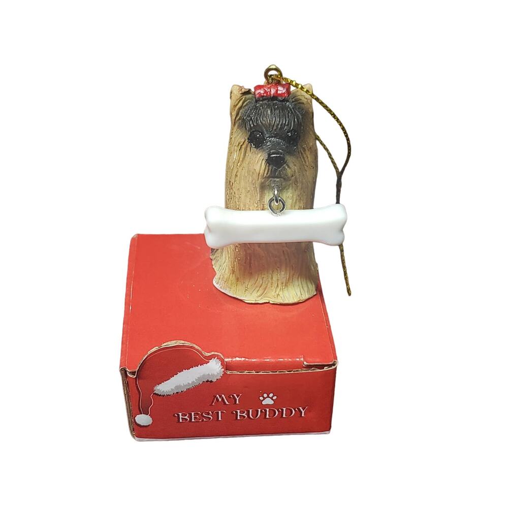 My Best Buddy Yorkie Statue Christmas Ornament | Easily Personalized